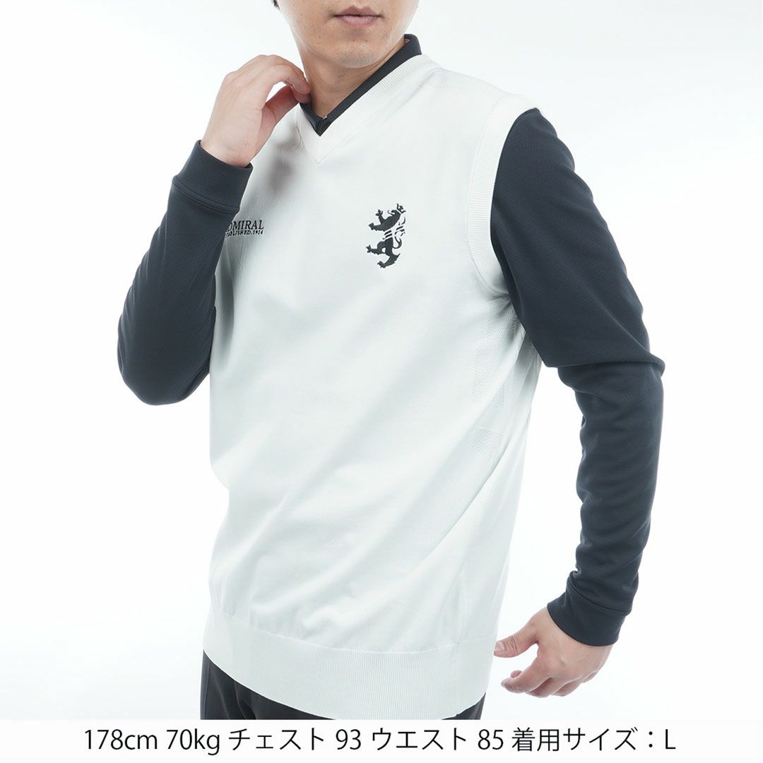 [アドミラル ゴルフ]メンズ パフォーマンス 浅Vニットベスト　ホワイト