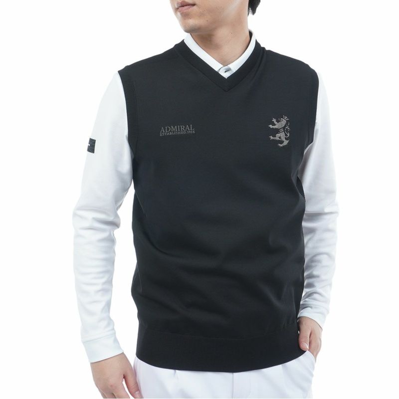 [アドミラル ゴルフ]メンズ パフォーマンス 浅Vニットベスト　ブラック