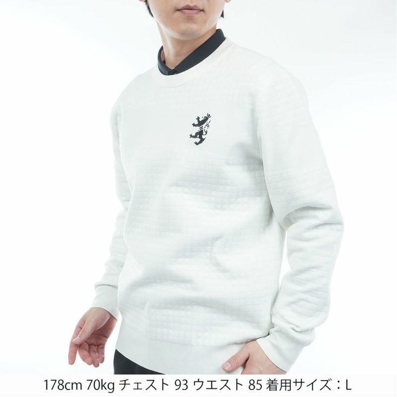  [アドミラル ゴルフ]メンズ リップジャガード クルーネックセーター　ホワイト