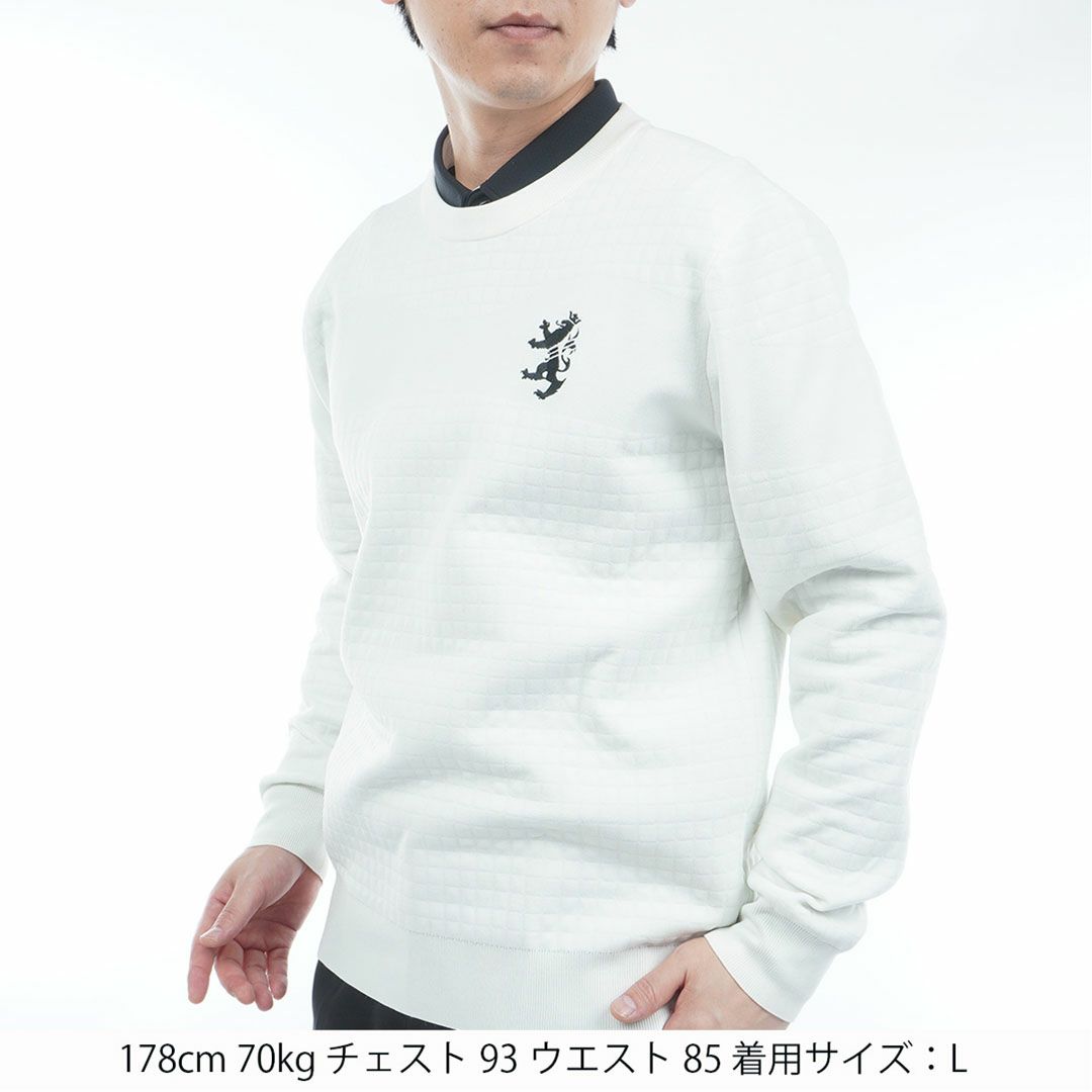  [アドミラル ゴルフ]メンズ リップジャガード クルーネックセーター　ホワイト