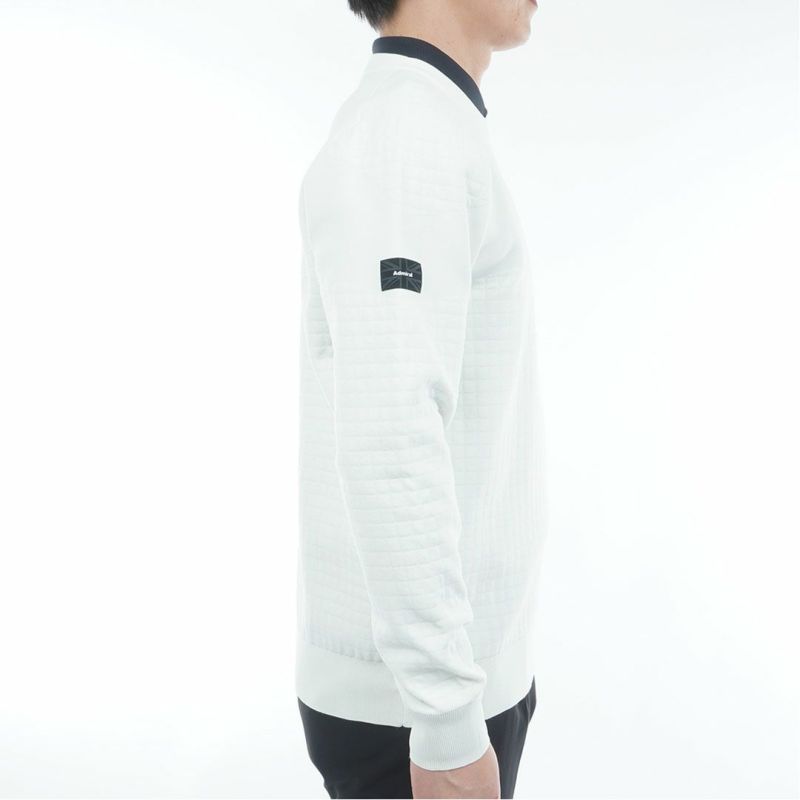  [アドミラル ゴルフ]メンズ リップジャガード クルーネックセーター　ホワイト