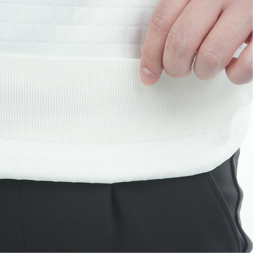  [アドミラル ゴルフ]メンズ リップジャガード クルーネックセーター　ホワイト