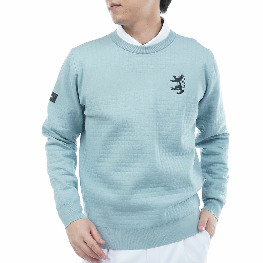  [アドミラル ゴルフ]メンズ リップジャガード クルーネックセーター　ブルーグレー