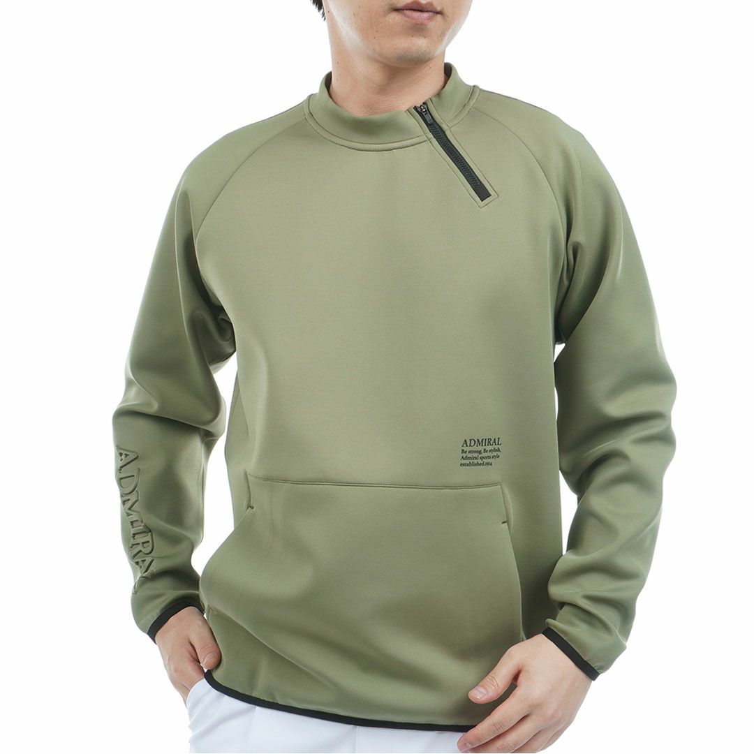 [アドミラル ゴルフ]メンズ ダンボール ハーフジップスウェット　カーキ