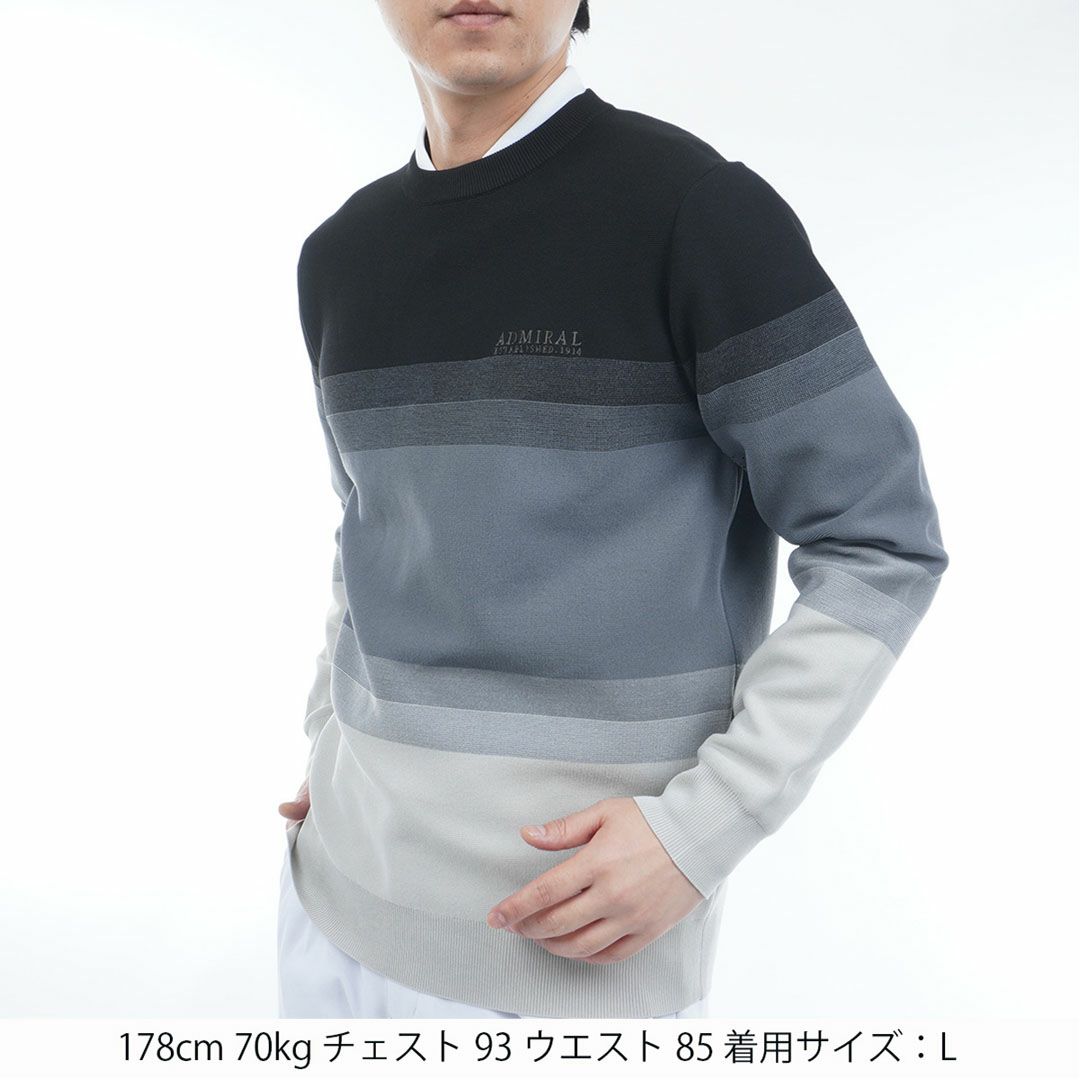 アドミラル ゴルフ Admiral GOLF メンズ メンズ グラデーションボーダー クルーネックセーター ADMA556 詳細2