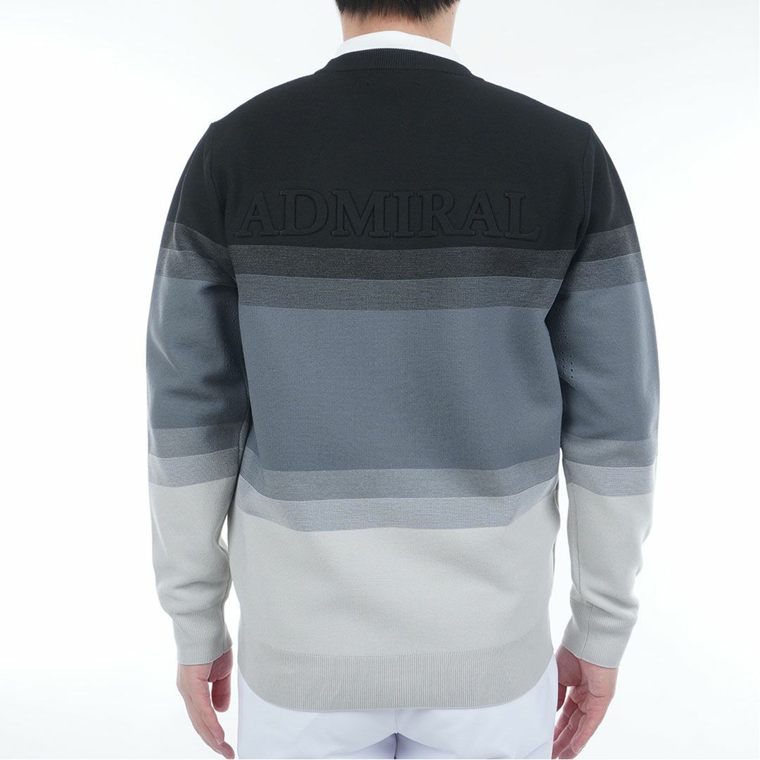 [アドミラル ゴルフ]メンズ グラデーションボーダー クルーネックセーター　ブラック