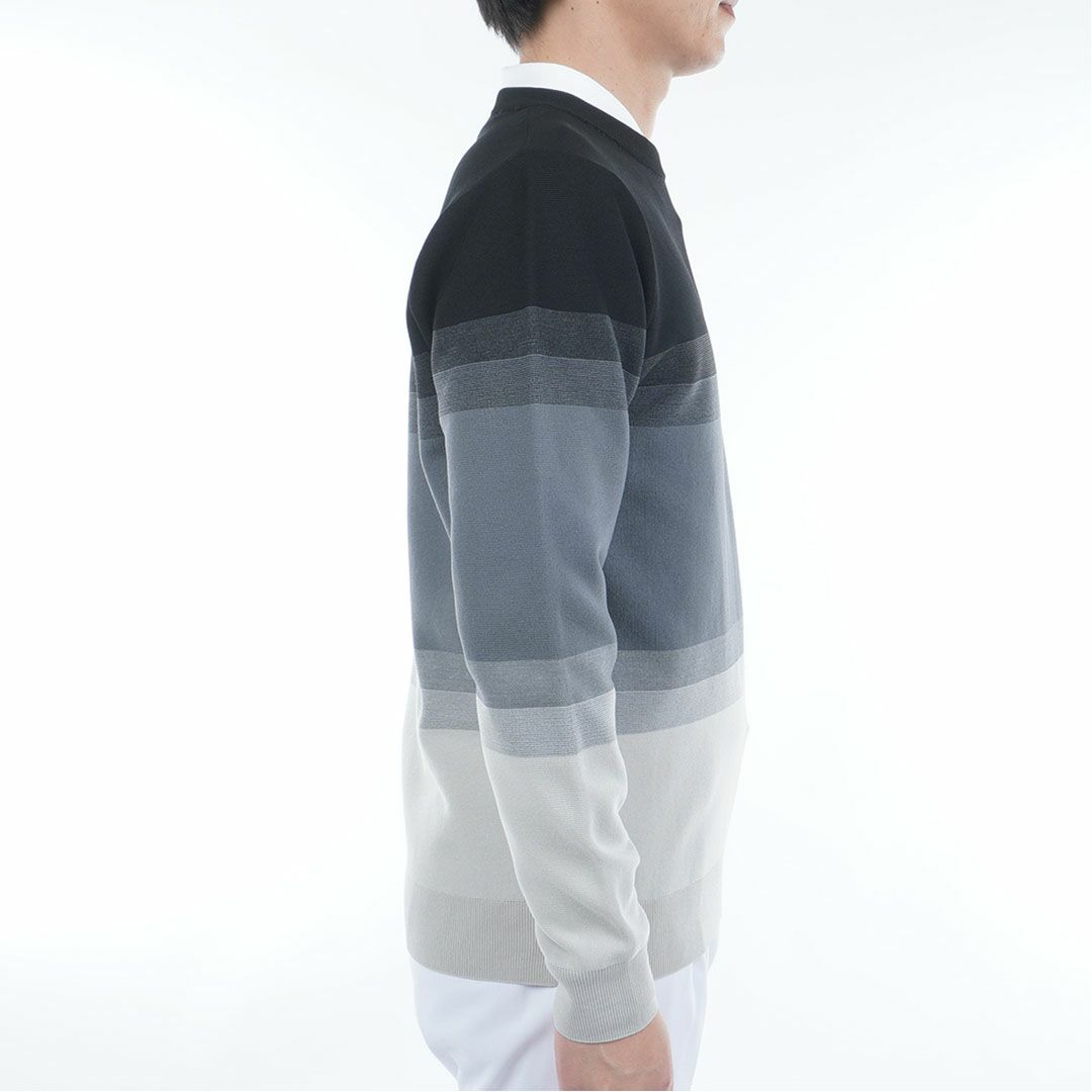 [アドミラル ゴルフ]メンズ グラデーションボーダー クルーネックセーター　ブラック