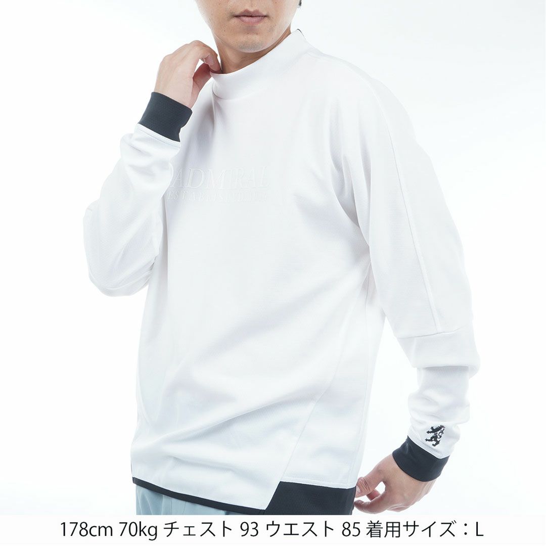 [アドミラル ゴルフ]メンズ カラタッチ 長袖モックネックシャツ　ホワイト