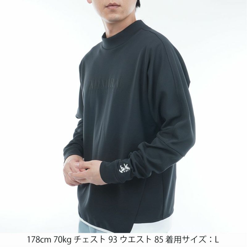 [アドミラル ゴルフ]メンズ カラタッチ 長袖モックネックシャツ　ブラック