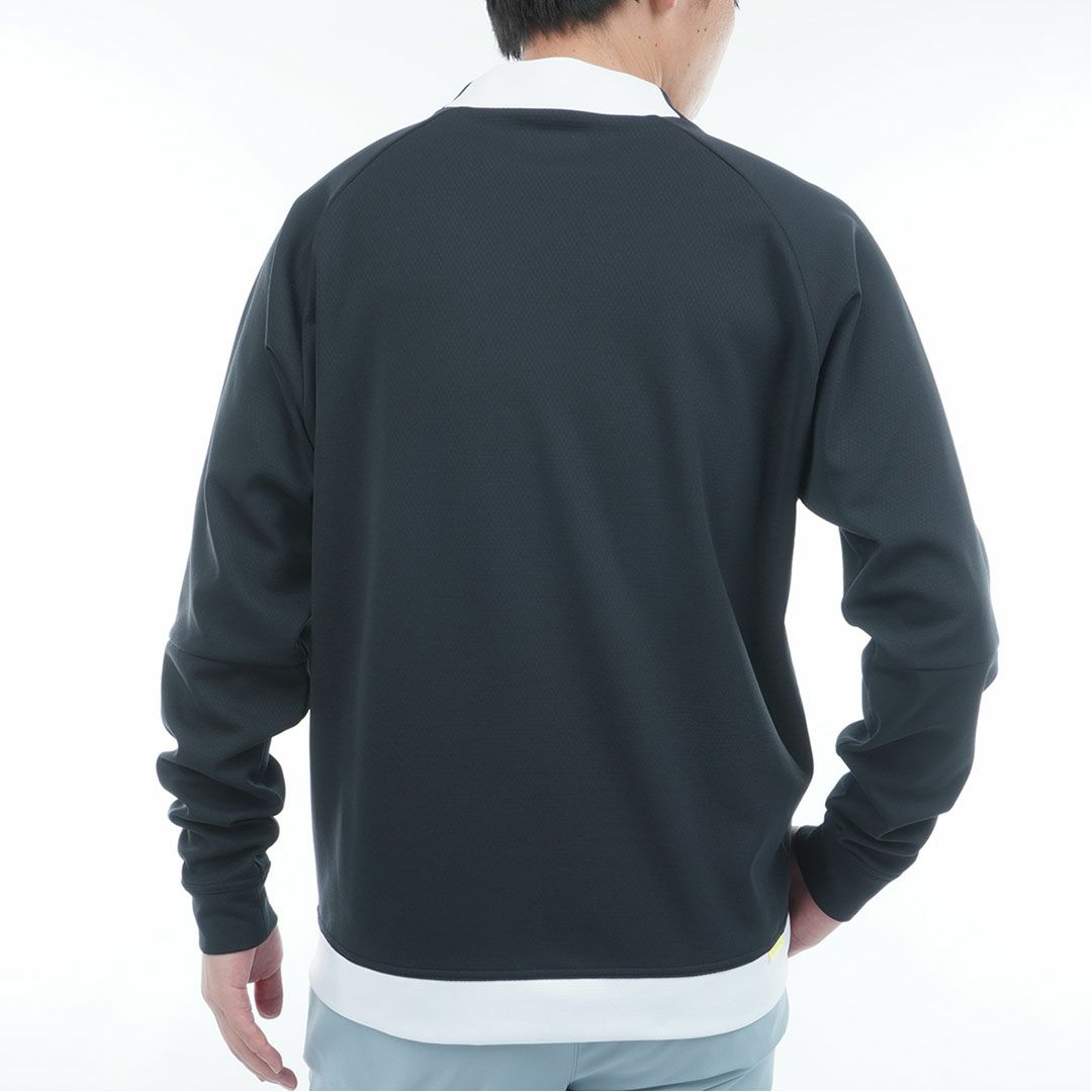 [アドミラル ゴルフ]メンズ カラタッチ 長袖モックネックシャツ　ブラック