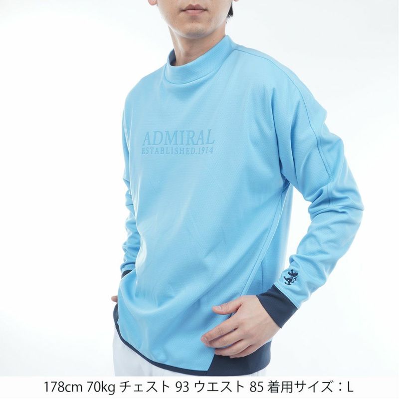 [アドミラル ゴルフ]メンズ カラタッチ 長袖モックネックシャツ　アイスブルー