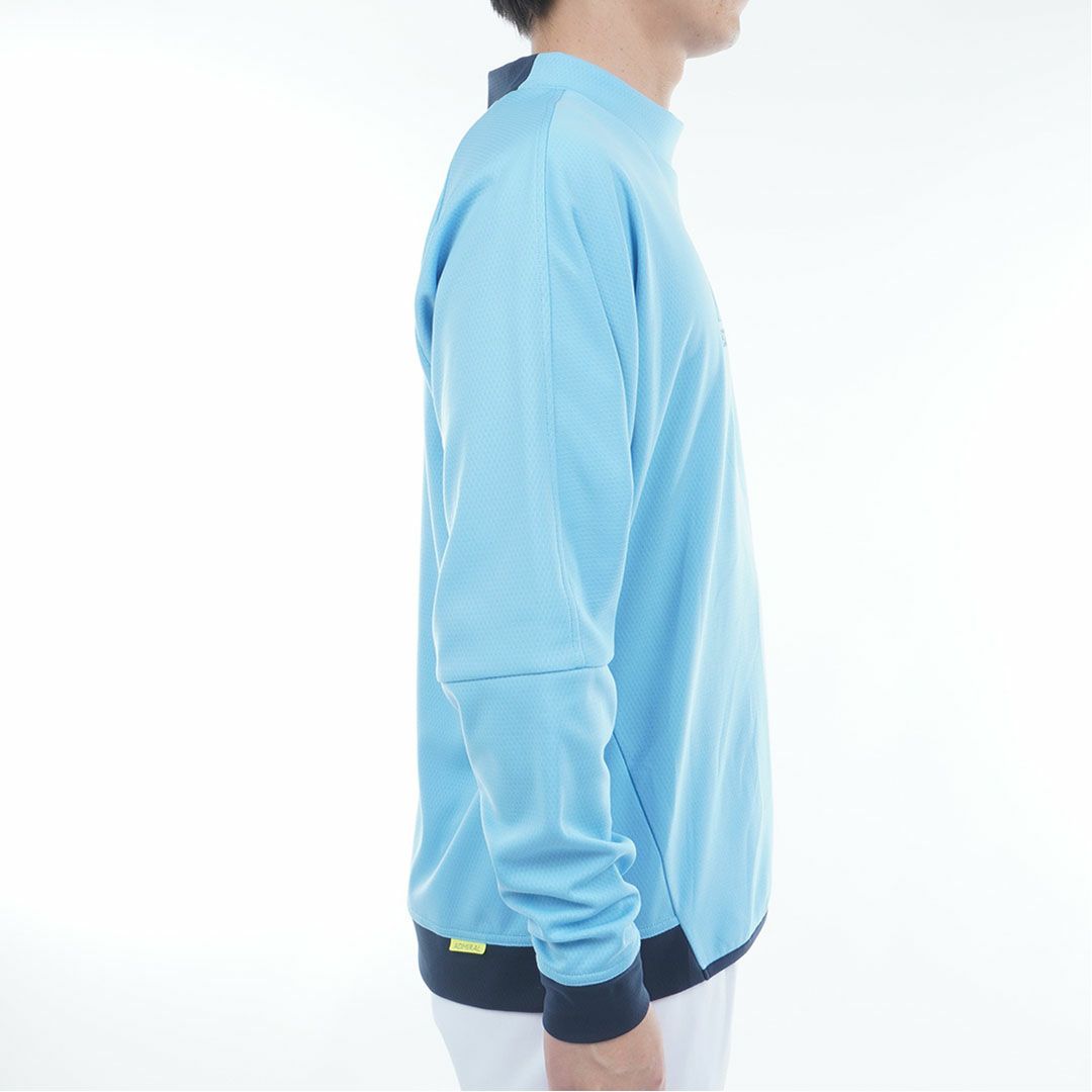 [アドミラル ゴルフ]メンズ カラタッチ 長袖モックネックシャツ　アイスブルー