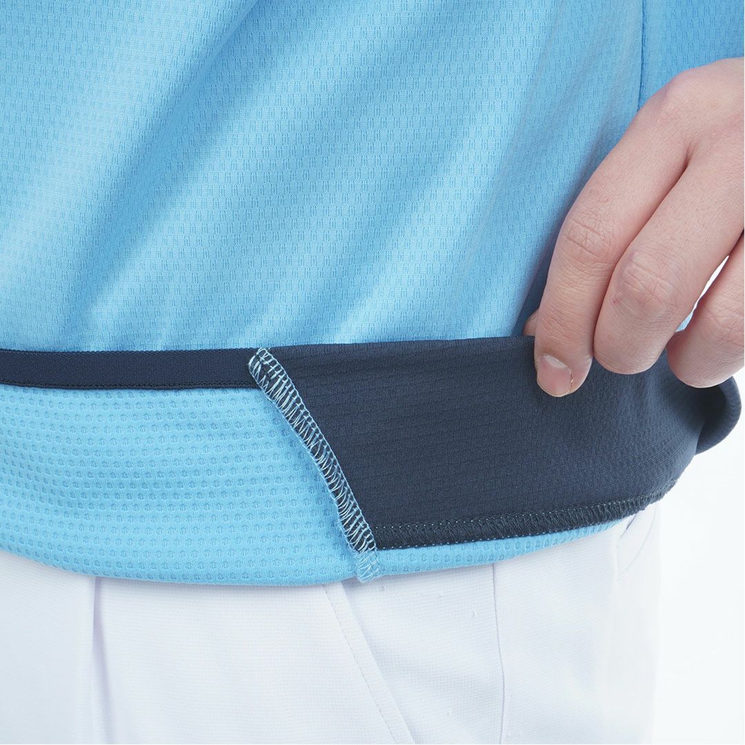 [アドミラル ゴルフ]メンズ カラタッチ 長袖モックネックシャツ　アイスブルー