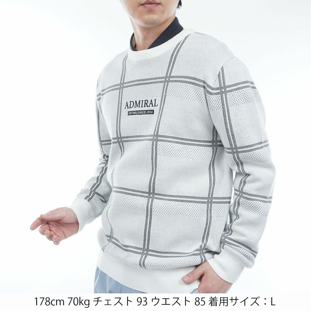アドミラル ゴルフ Admiral GOLF メンズ メンズ ウィンドウペン クルーネックセーター ADMA558 詳細2