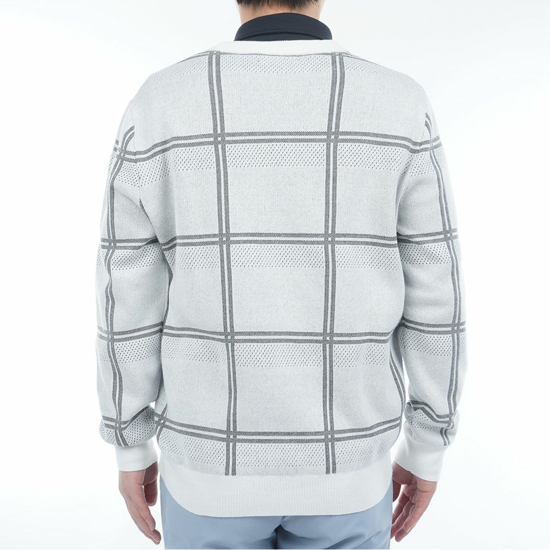 [アドミラル ゴルフ]メンズ ウィンドウペン クルーネックセーター　ホワイト