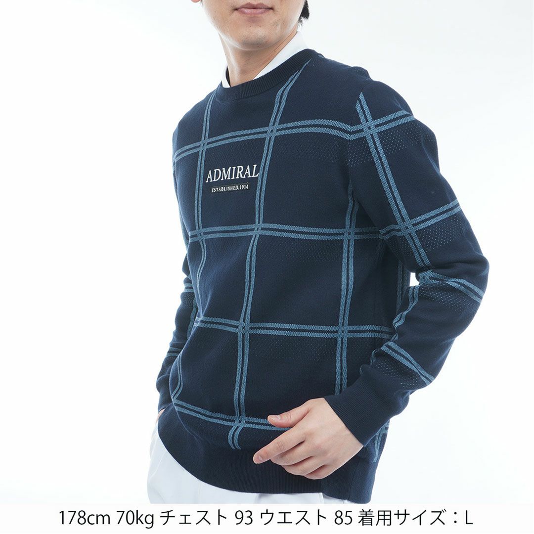 アドミラル ゴルフ Admiral GOLF メンズ メンズ ウィンドウペン クルーネックセーター ADMA558 詳細13