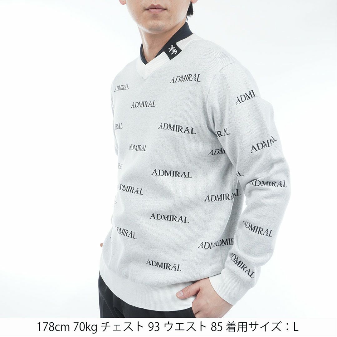 アドミラル ゴルフ Admiral GOLF メンズ メンズ ロゴモノグラム 浅Vネックセーター ADMA559 詳細2