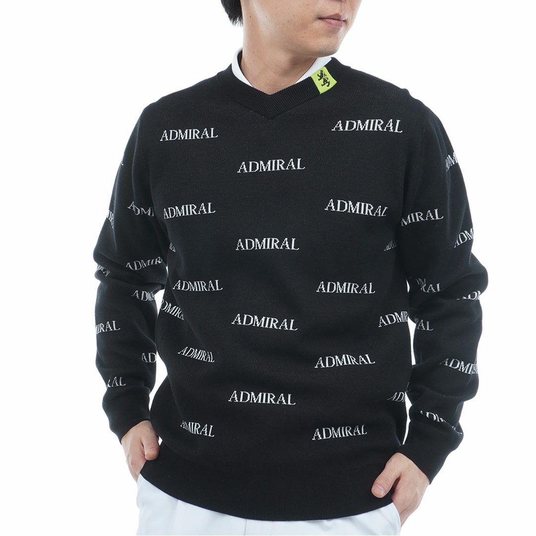 アドミラル ゴルフ Admiral GOLF メンズ メンズ ロゴモノグラム 浅Vネックセーター ADMA559 詳細4