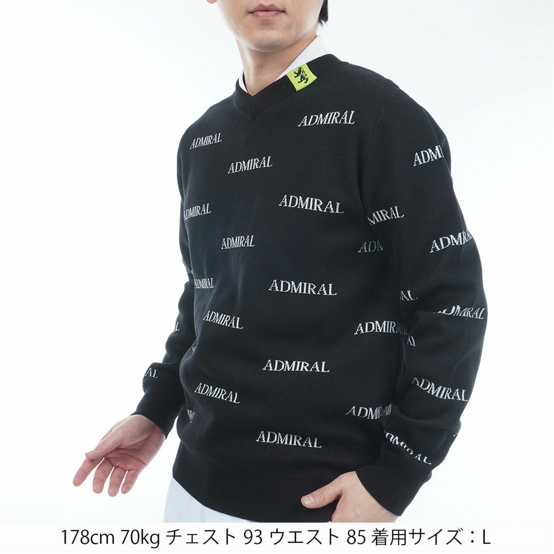 アドミラル ゴルフ Admiral GOLF メンズ メンズ ロゴモノグラム 浅Vネックセーター ADMA559 詳細5