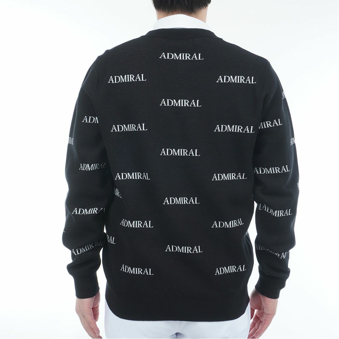 アドミラル ゴルフ]メンズ ロゴモノグラム 浅Vネックセーター　ブラック