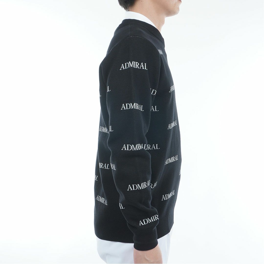 アドミラル ゴルフ]メンズ ロゴモノグラム 浅Vネックセーター　ブラック
