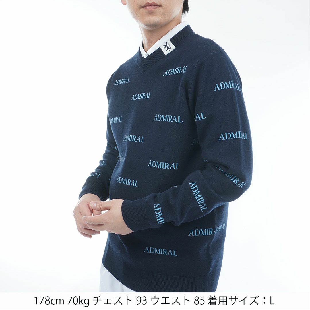 アドミラル ゴルフ Admiral GOLF メンズ メンズ ロゴモノグラム 浅Vネックセーター ADMA559 詳細13