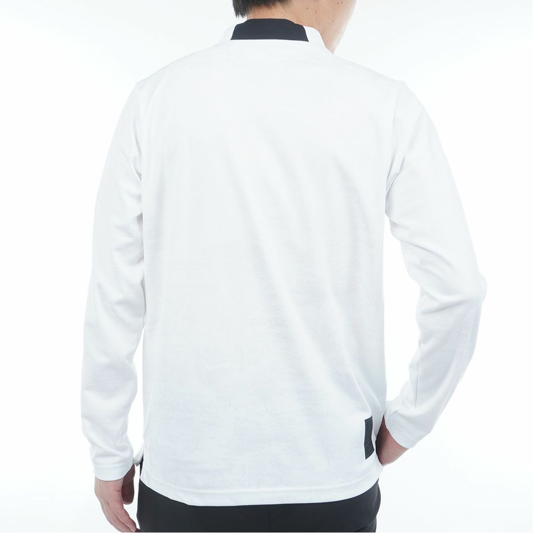 [アドミラル ゴルフ]メンズ ゴルフジャガード L/Sモックネックシャツ　ホワイト