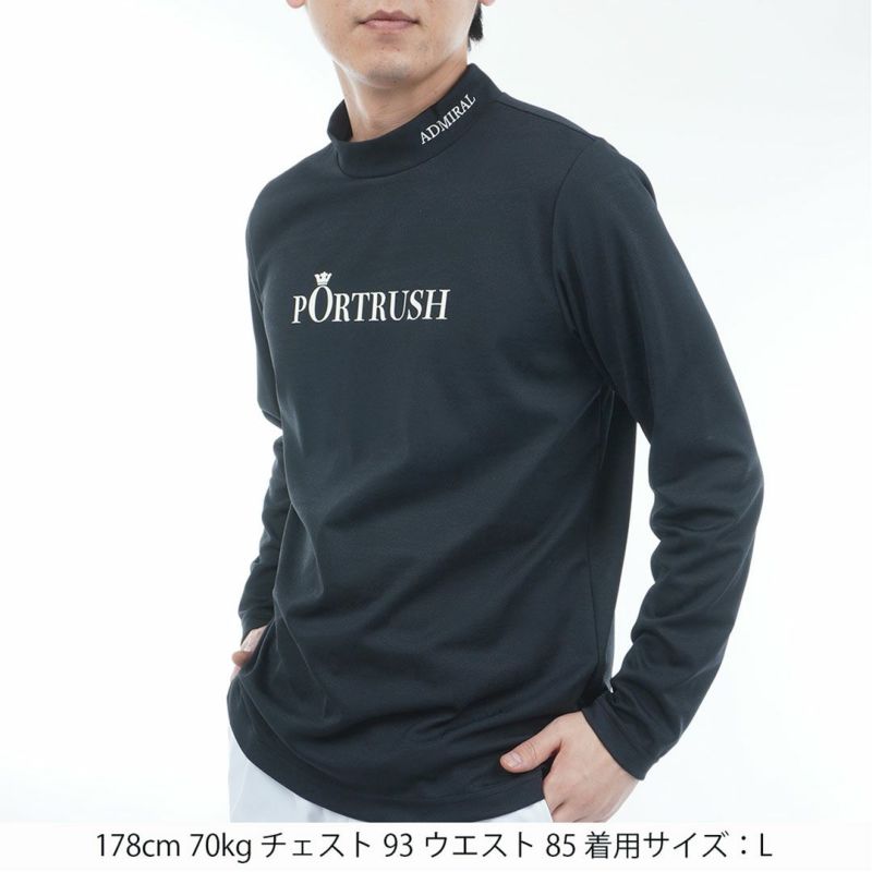 ADMIRAL アドミラル 長袖 シャツ ブラック LL プリント ロゴ ゴルフ SALE アドミラル ゴルフ モックネックシャツ Admiral GOLF