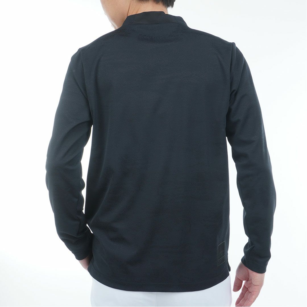 [アドミラル ゴルフ]メンズ ゴルフジャガード L/Sモックネックシャツ　ブラック
