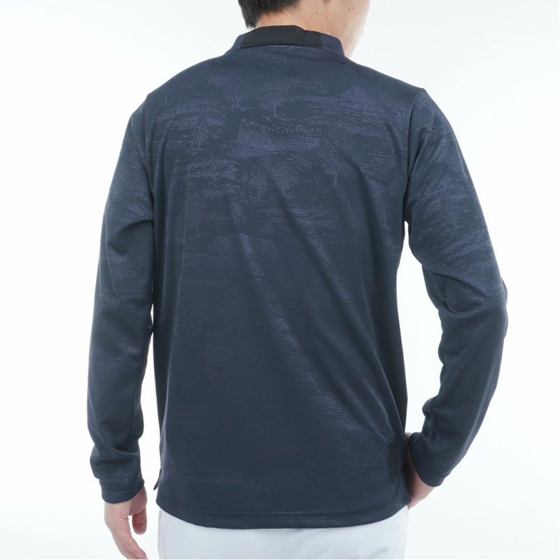 [アドミラル ゴルフ]メンズ ゴルフジャガード L/Sモックネックシャツ　ネイビー