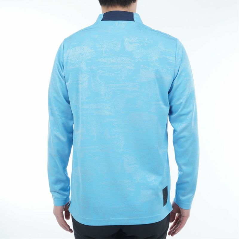 [アドミラル ゴルフ]メンズ ゴルフジャガード L/Sモックネックシャツ　アイスブルー