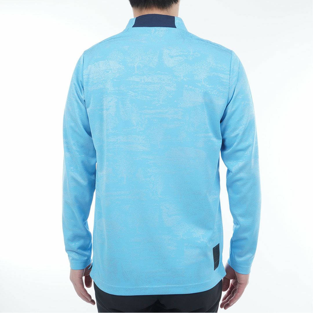[アドミラル ゴルフ]メンズ ゴルフジャガード L/Sモックネックシャツ　アイスブルー