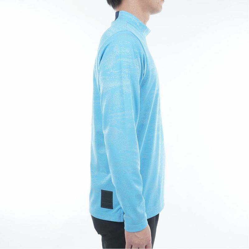 [アドミラル ゴルフ]メンズ ゴルフジャガード L/Sモックネックシャツ　アイスブルー