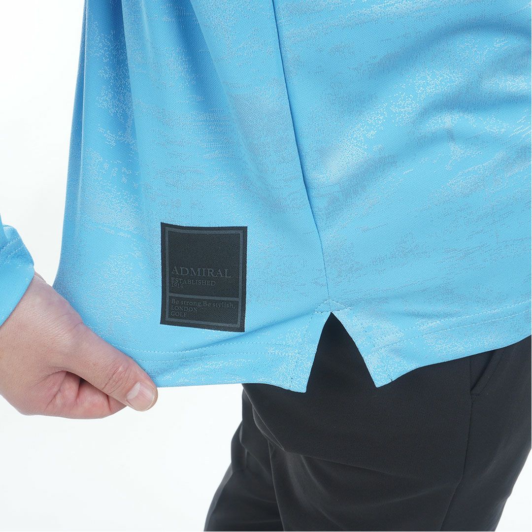 [アドミラル ゴルフ]メンズ ゴルフジャガード L/Sモックネックシャツ　アイスブルー