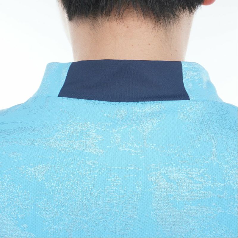 [アドミラル ゴルフ]メンズ ゴルフジャガード L/Sモックネックシャツ　アイスブルー