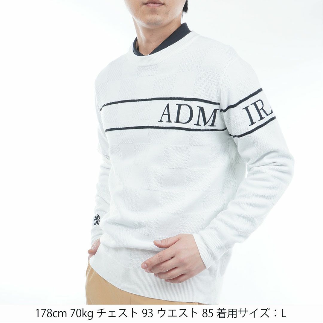 [アドミラル ゴルフ]メンズ ビッグロゴ クルーネックセーター　ホワイト