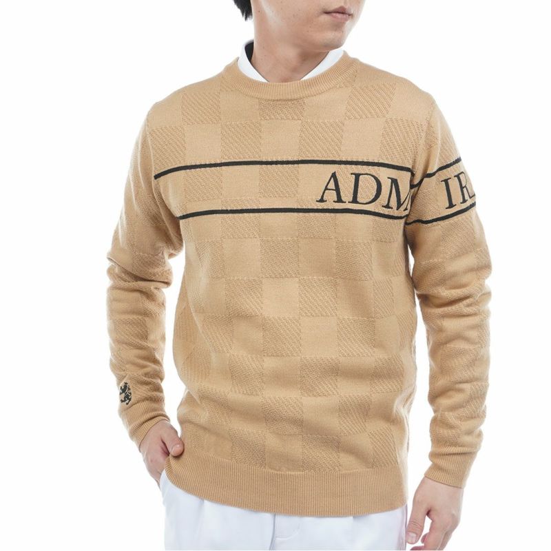 [アドミラル ゴルフ]メンズ ビッグロゴ クルーネックセーター　ベージュ