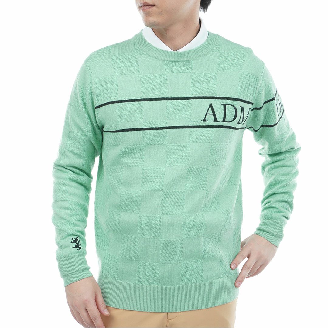 [アドミラル ゴルフ]メンズ ビッグロゴ クルーネックセーター　ミントグリーン