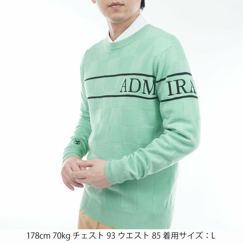 [アドミラル ゴルフ]メンズ ビッグロゴ クルーネックセーター　ミントグリーン