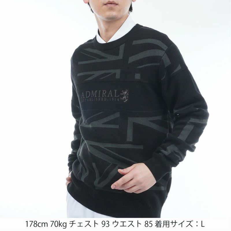 [アドミラル ゴルフ]メンズ UJジャガード クルーネックセーター　ブラック
