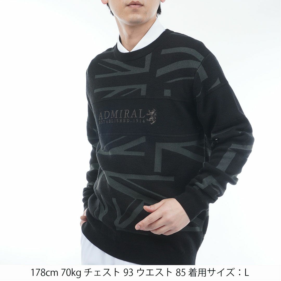 [アドミラル ゴルフ]メンズ UJジャガード クルーネックセーター　ブラック