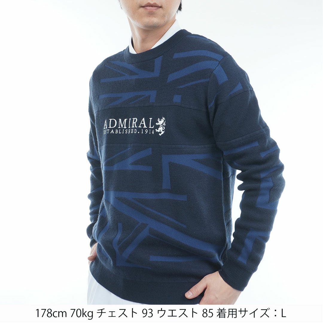 [アドミラル ゴルフ]メンズ UJジャガード クルーネックセーター　ネイビー