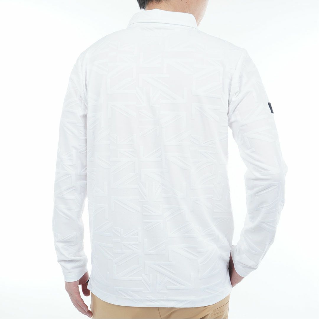 [アドミラル ゴルフ]メンズ UJジャガード ボタンダウン長袖シャツ　ホワイト