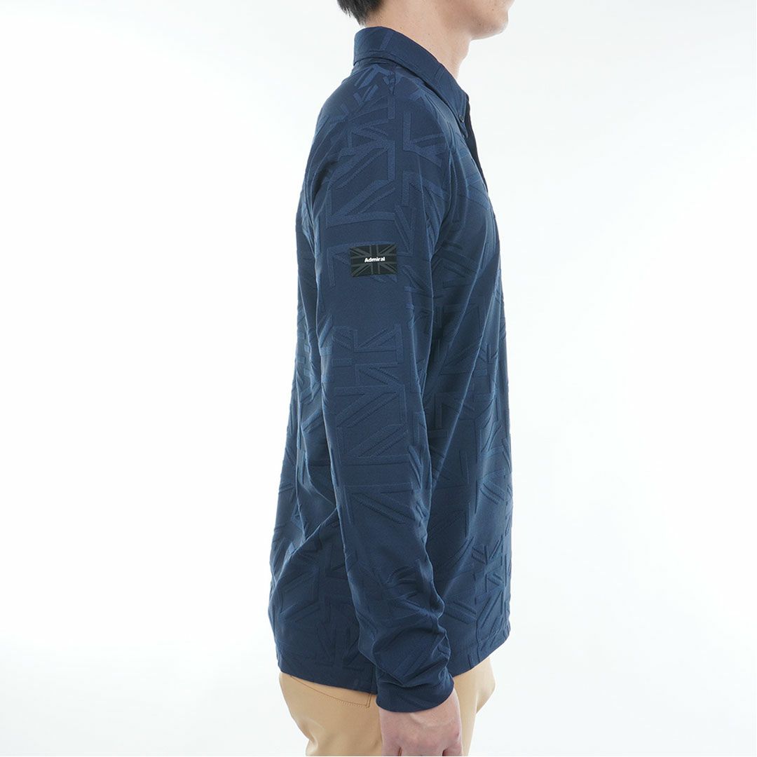 [アドミラル ゴルフ]メンズ UJジャガード ボタンダウン長袖シャツ　ネイビー