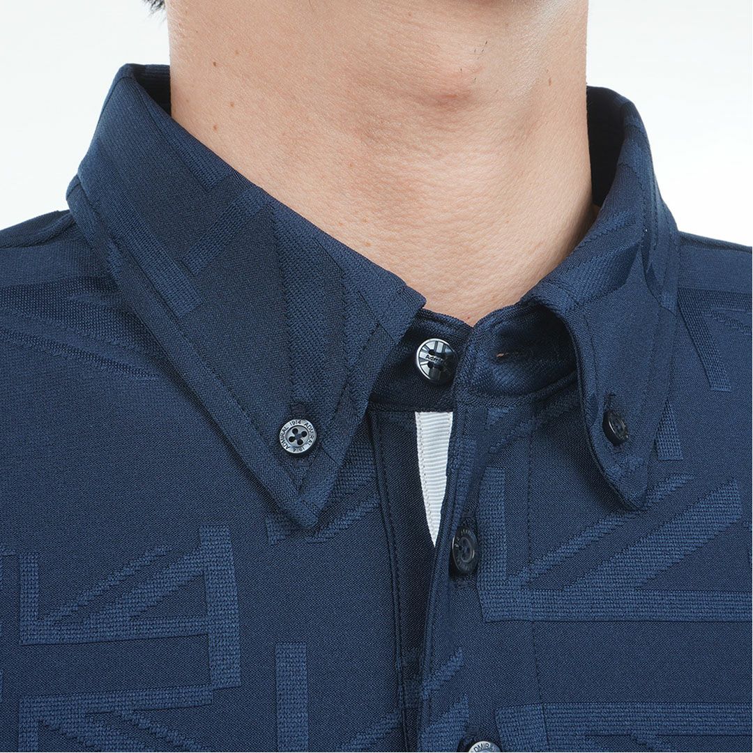 [アドミラル ゴルフ]メンズ UJジャガード ボタンダウン長袖シャツ　ネイビー