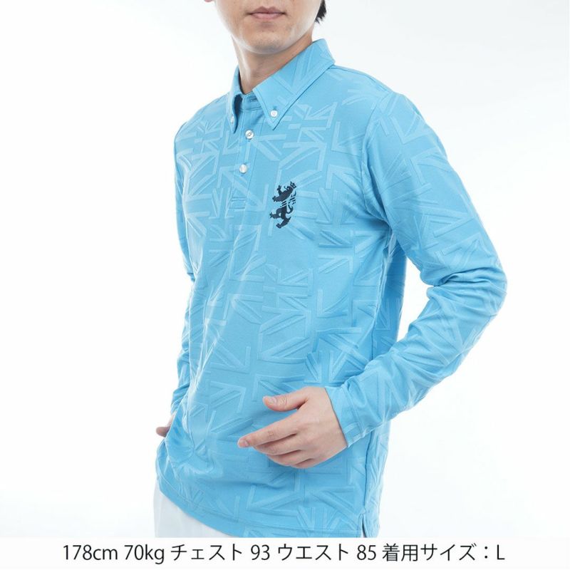 [アドミラル ゴルフ]メンズ UJジャガード ボタンダウン長袖シャツ　アイスブルー