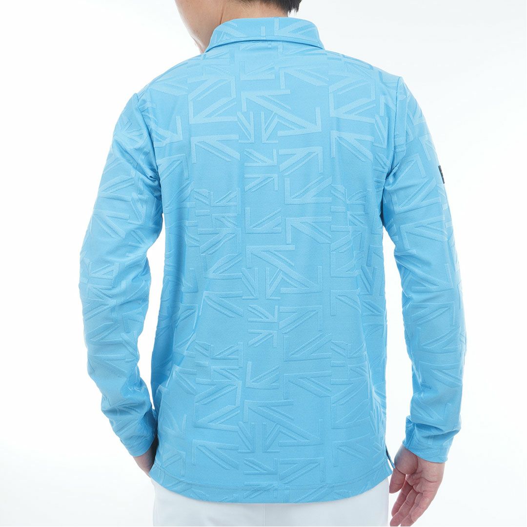 [アドミラル ゴルフ]メンズ UJジャガード ボタンダウン長袖シャツ　アイスブルー