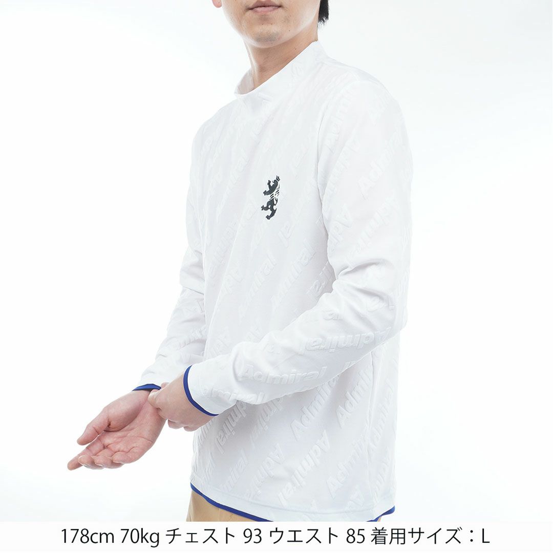 [アドミラル ゴルフ]メンズ ロゴストレッチ ジャガードモックネックシャツ　ホワイト