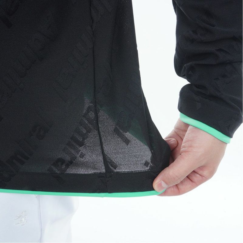 [アドミラル ゴルフ]メンズ ロゴストレッチ ジャガードモックネックシャツ　ブラック