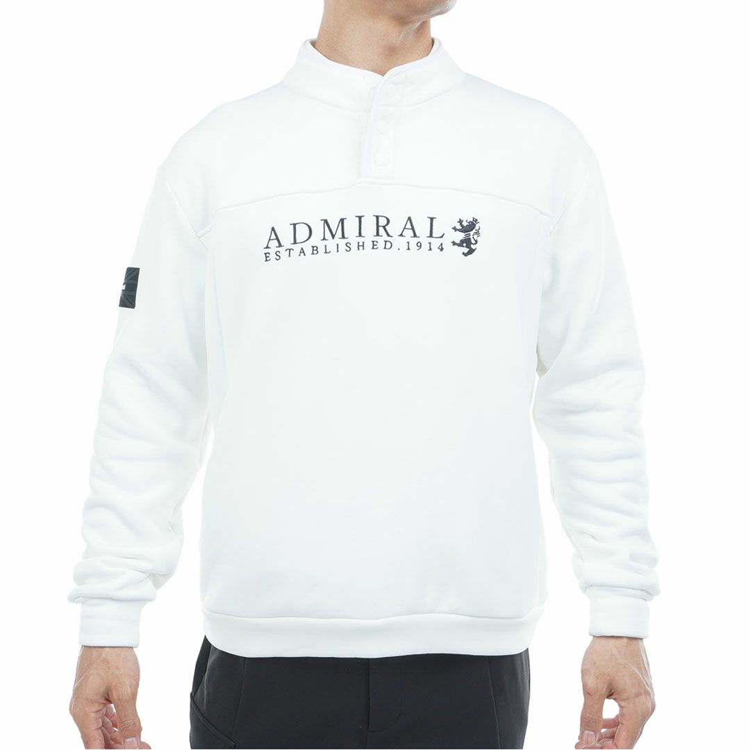 [アドミラル ゴルフ]メンズ カルイシ ハーフドットボタン スウェット　ホワイト